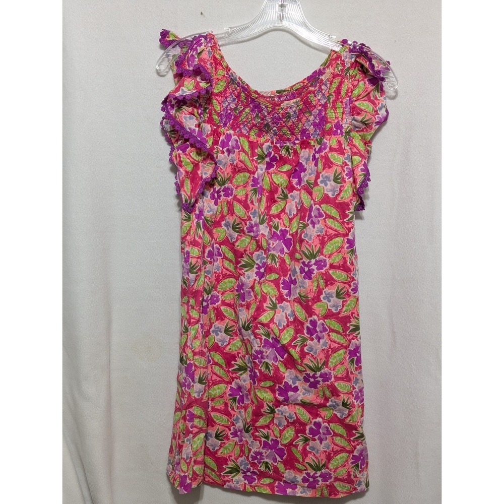 Cat & Jack Girls Pink Floral Flutter Sleeve Smocked Dress XL 14/16 Plus